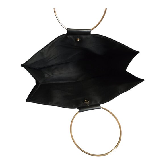 Caroline Herrera Large Black Velvet Velour Double Hoop Handle Tote Bag Purse - Picture 7 of 8